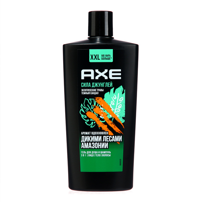 Гель для душа и шампунь AXE "Сила джунглей" экзотические травы и темный сандал, 610 мл - Фото 1