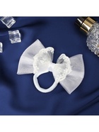 Бант для волос на резинке «Школьница», кружево, 9×6 см, белый - Фото 3