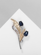 Брошь «Роса» с листьями, цветная в серебре - фото 59372166