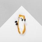 Брошь «Котик» с гантелями, цвет бело-оранжевый в золоте - фото 12094295