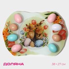 Подставка для яиц Доляна «Акварель», 8 ячеек, 38×27 см, под кулич d=20 см, стекло, зелёная - Фото 1