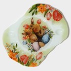 Подставка для яиц Доляна «Акварель», 8 ячеек, 38×27 см, под кулич d=20 см, стекло, зелёная - Фото 5