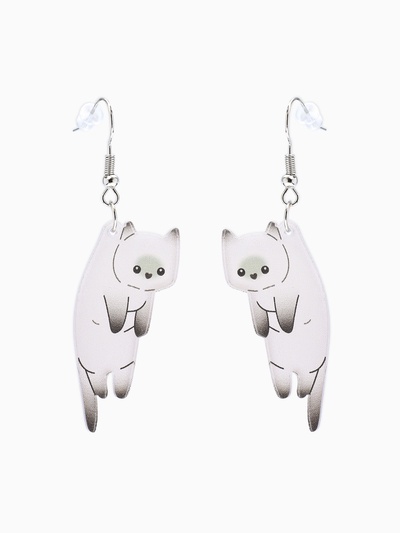 Серьги акриловые «Котики», бело-серые