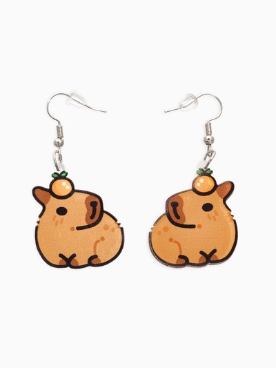 Серьги акриловые «Капибара», коричневые