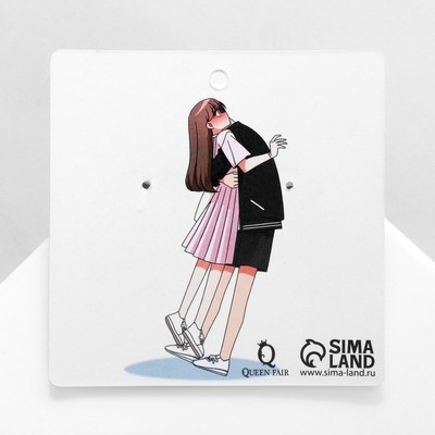 Серьги акриловые «Сердце» обнимашки, цвет розово-голубой