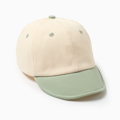 Кепка детская «Крошка Я», размер 46-48, бежевая, зелёная