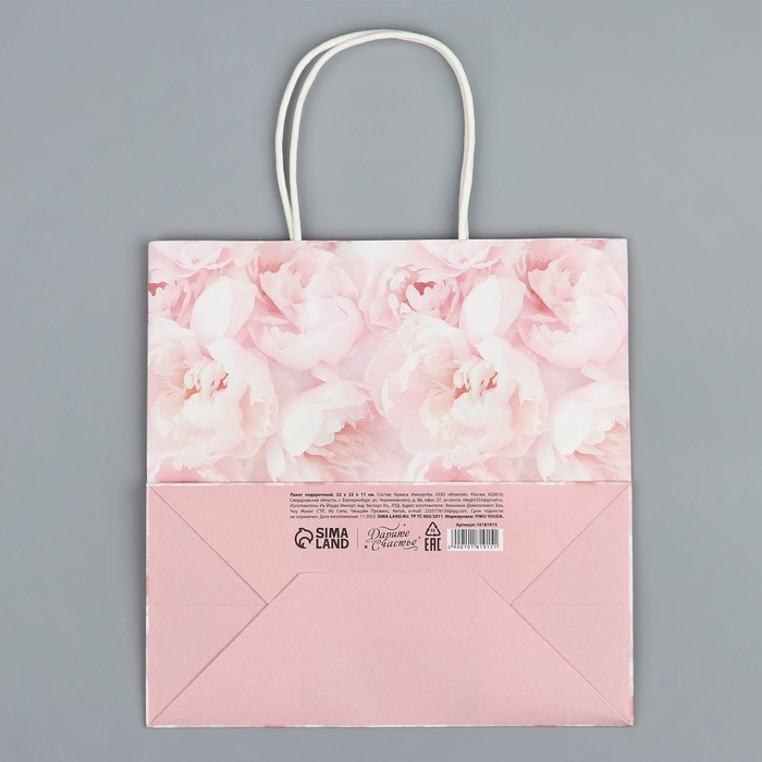 Пакет подарочный «Цветы», 22 х 22 х 11 см
