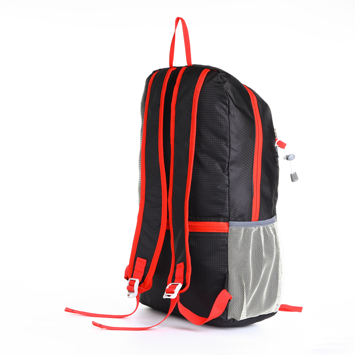 Рюкзак туристический 25л, складной, водонепроницаемый, на молнии, 4 кармана, цвет чёрный