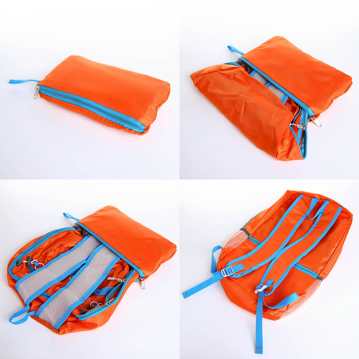 Рюкзак туристический 25л, складной, водонепроницаемый, на молнии, 4 кармана, цвет оранжевый