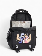 Рюкзак школьный на молнии, с карманами, принтом, размер 28×11×41 см, чёрный/сиреневый/розовый - фото 53613483