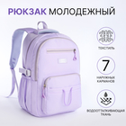 Рюкзак школьный на молнии, 7 карманов, цвет сиреневый - фото 3345098