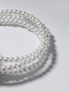 Бусы «Шар» с жемчугом, три ряда, белые в серебре, 40 см - Фото 4