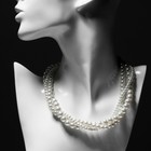 Бусы «Жгут» с жемчугом, 3 нити, бусины №4, 6, 8, цвет молочный в серебре, 38 см - Фото 2