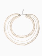 Бусы «Жемчуг» многоярусный 5 нитей, бусины №4, 6, 8, 10, цвет молочный в серебре, 70 см - Фото 2