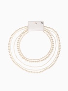 Бусы «Жемчуг» многоярусный 5 нитей, бусины №4, 6, 8, 10, цвет молочный в серебре, 70 см - Фото 5