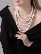 Бусы «Жемчуг» многоярусный 5 нитей, бусины №4, 6, 8, 10, цвет молочный в серебре, 70 см - Фото 1