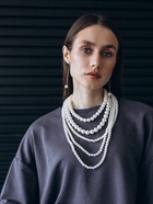 Бусы «Жемчуг» многоярусный 5 нитей, бусины №8, 12, 14, цвет молочный в серебре, 70 см - Фото 6