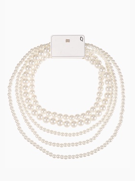 Бусы "Жемчужный каскад", 5 нитей, бусины №8, 12, 14, цвет молочный в серебре, 70 см