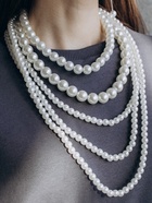 Бусы «Жемчуг» многоярусный 5 нитей, бусины №8, 12, 14, цвет молочный в серебре, 70 см - Фото 7