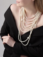 Бусы «Жемчуг» многоярусный 9 нитей, бусины №6, 14, цвет молочный в серебре, 70 см - Фото 4