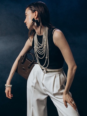 Бусы "Жемчужный каскад", 9 нитей, бусины №6, 14, цвет молочный в серебре, 70 см