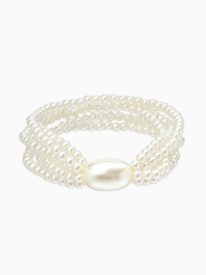 Браслет жемчуг «Империя», 5 нитей, бусины № 4, 14, цвет молочный - Фото 1