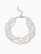 Браслет из бусин «Жемчуг. Жгут», L=16 см, 6 нитей, шар №4, цвет молочный в серебре - Фото 1