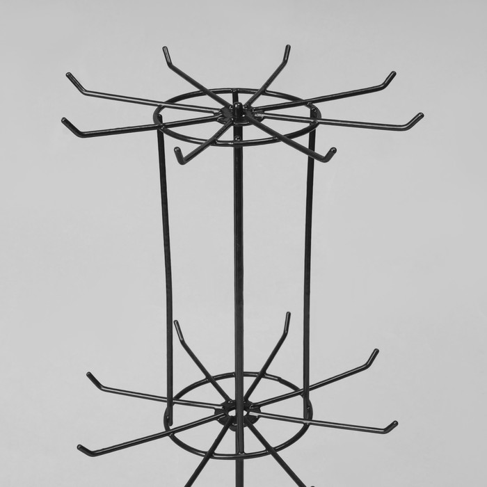 Вертушка, 3 яруса по 8 крючков, 20×20×61, цвет чёрный - фото 1908093611