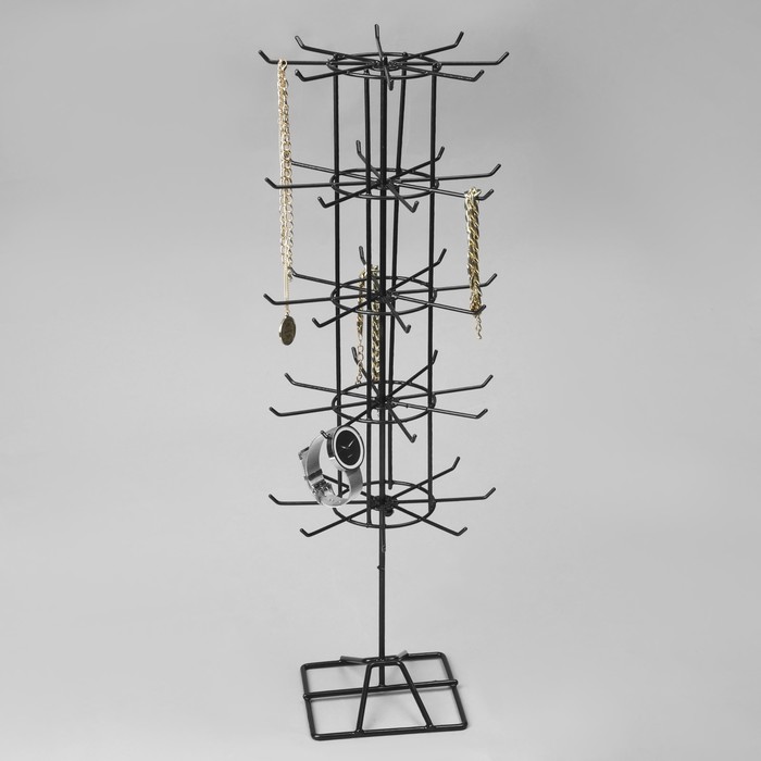 Вертушка, 5 ярусов по 8 крючков, 20×20×60, цвет чёрный - фото 1908093614