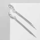 Серьги висячие со стразами «Одиссея» стиль, цвет белый в серебре - фото 9377494