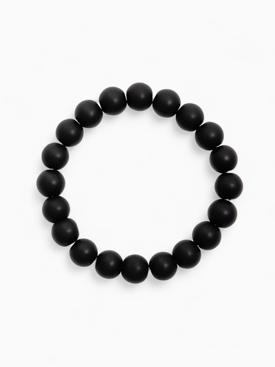 Браслет «Агат чёрный», шар №10, чёрный