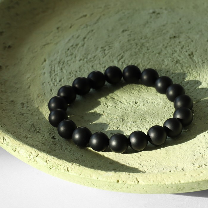 Браслет «Агат чёрный», шар №10, чёрный - Фото 1