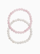 Набор браслетов из бусин «Кварц розовый и Аквамарин», 2 шт. шар №6 - Фото 1