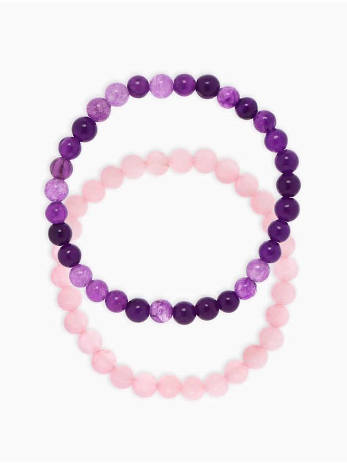 Набор браслетов «Кварц розовый и Аметист», 2 шт. шар №6 - Фото 1