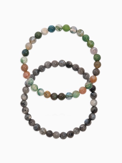 Браслеты парные «Лабрадор и Яшма», 2 шт. шар №6