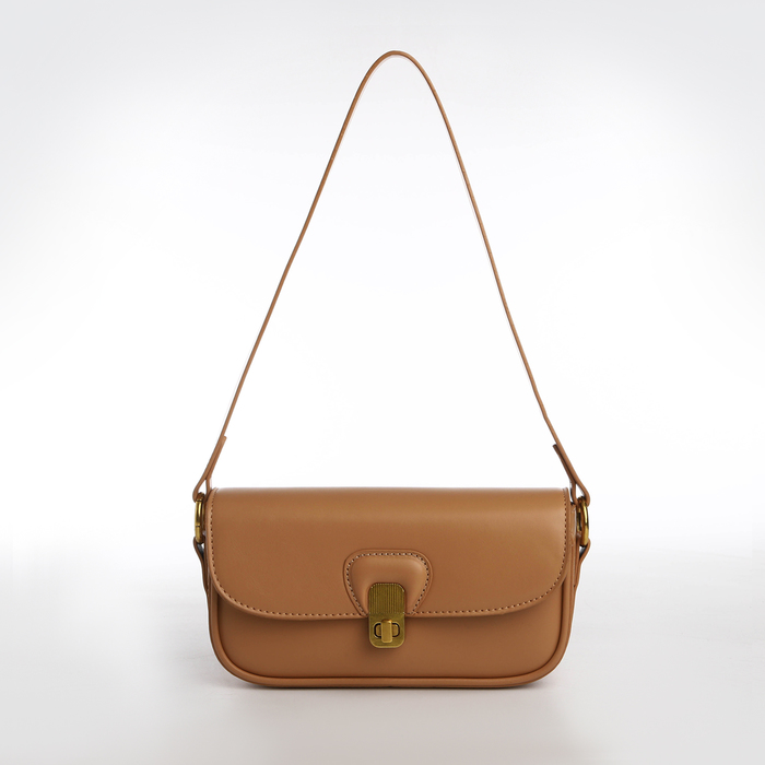 Сумка женская багет TEXTURA на молнии, 21×6×11 см, светло-коричневая - Фото 1