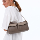 Сумка женская багет TEXTURA на молнии, 27×8×13 см, бежево-серая - Фото 11