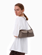 Сумка женская багет TEXTURA на молнии, 27×8×13 см, бежево-серая - Фото 12