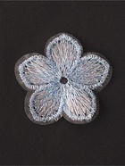 Аппликация для одежды «Цветок», текстильная, с голографической нитью, 3.5×3.5 см, 10 шт., голубая - Фото 2