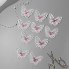Вязаные элементы «Бабочки двойные», 5 × 4 см, 10 шт, цвет розовый/белый - Фото 2