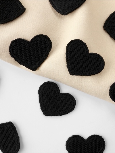 Аппликация для одежды «Сердце», текстильная, 3.5×3 см, 10 шт., чёрная