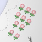 Вязаные элементы «Цветочки», 2,5 × 3,5 см, 10 шт, цвет розовый/зелёный - Фото 2