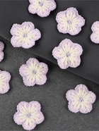 Аппликация для одежды «Цветок», текстильная, 2.8×2.8 см, 10 шт., сиреневая, белая - Фото 2