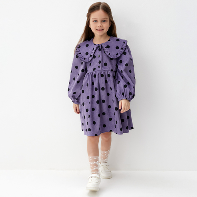 Платье вельветовое для девочки KAFTAN «Горошек», фиолетовое, рост 86-92 см