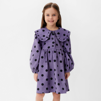 Платье вельветовое для девочки KAFTAN «Горошек», фиолетовое, рост 110-116 см