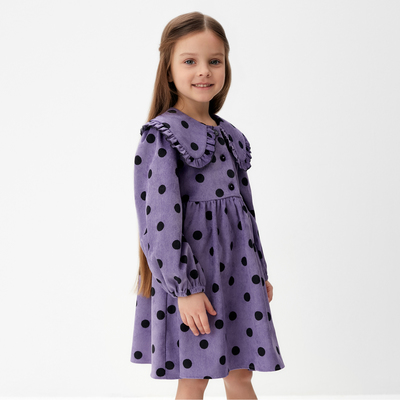 Платье вельветовое для девочки KAFTAN «Горошек», фиолетовое, рост 122-128 см