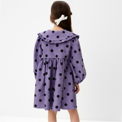 Платье вельветовое для девочки KAFTAN «Горошек», фиолетовое, рост 122-128 см