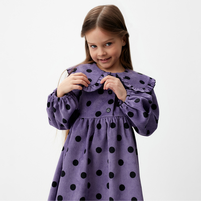 Платье вельветовое для девочки KAFTAN «Горошек», фиолетовое, рост 122-128 см