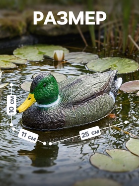Водоплавающая фигура «Селезень», 25×11×10 см, пластик