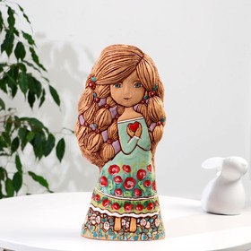 Сувенир  керамика   "Девочка с сердцем" нежное платье (Ваза), h=36см V=2л